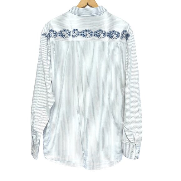 Pronto-Uomo Hand Stitched Shirt Mens Size XL Blue Stripe Button Down Cotton - Picture 8 of 12